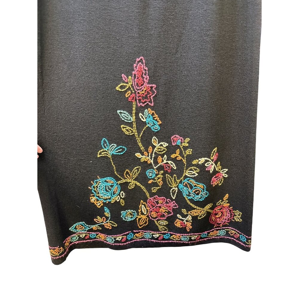 Double D Ranch Black Knit w/Multicolored Embroidery Maxi Skirt Size L - Picture 3 of 5